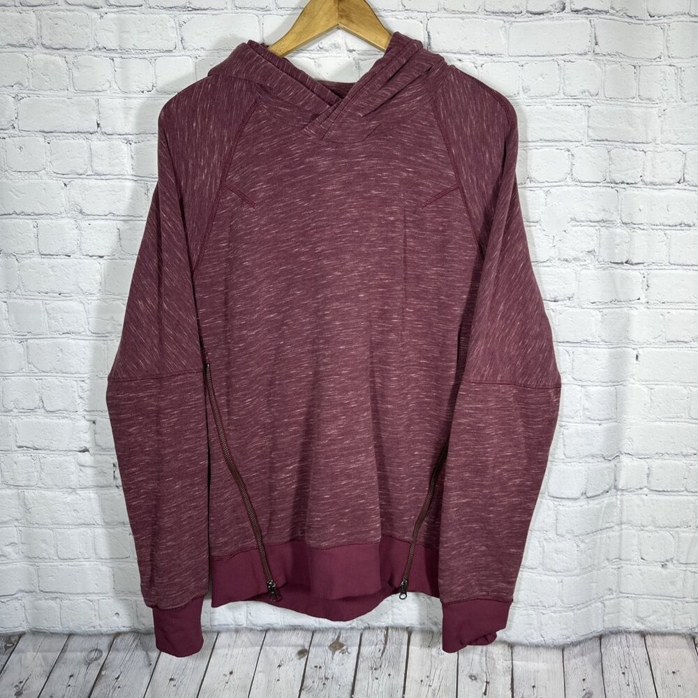 Lululemon Om and Roam Pullover Hoodie Heathered Marled Rust Berry Sz 6 Oversized
